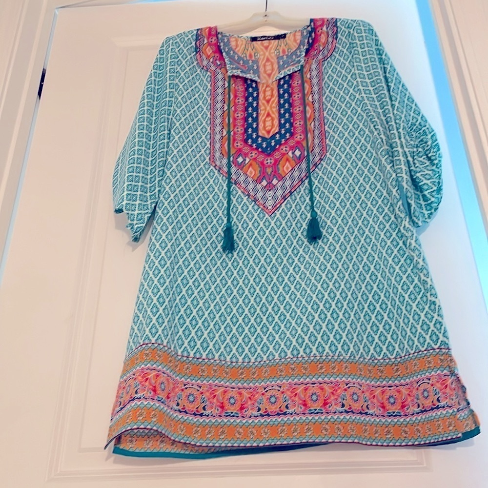 Urban CoCo Tunic Mini Dress Size XL Multicolored BohoStyle Ethnic Inspired Print - Picture 5 of 12